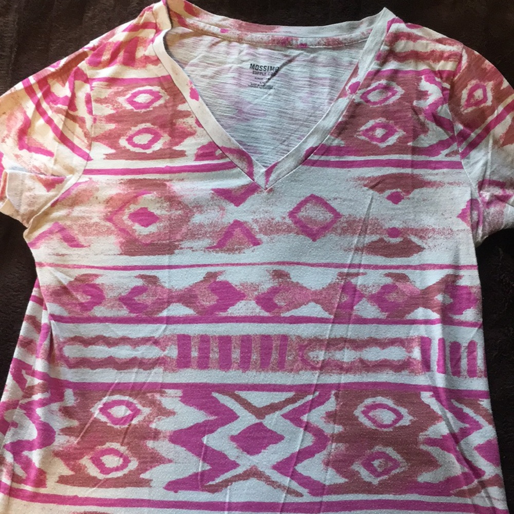 Pink and orange patterned T-shirt